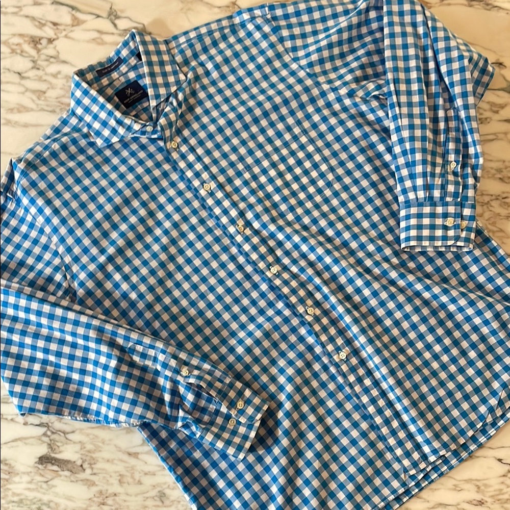 NEW ENGLAND SHIRT CO 🇺🇸 USA MADE  Blue Checkered button down sz XL